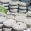 chậu xi măng trồng cọ nhật sân vườn