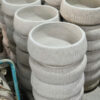 chậu xi măng hình oval trồng hoa mười giờ