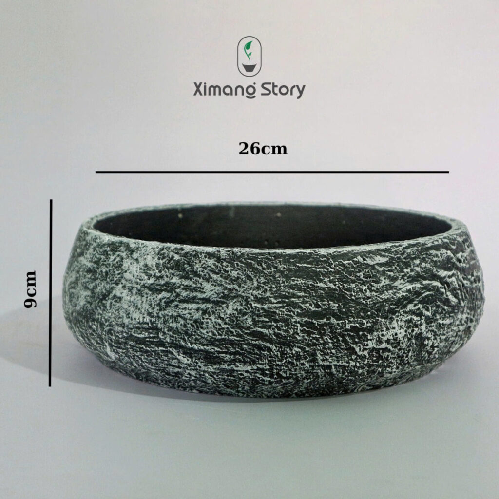 chậu xi măng giả gỗ trang trí ban công