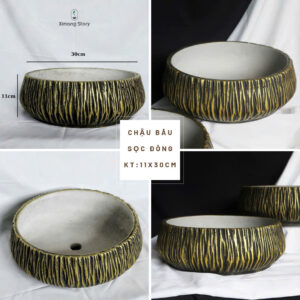 chậu xi măng trồng trúc quân tử cao 60cm
